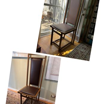 Matthew’s Interiors Inc. - Top is original fabric and bottom is completed reupholstered chair. - Furniture Reupholstery Near Me Matthew’s Interiors Inc. - Top is original fabric and bottom is completed reupholstered chair. - Furniture Reupholstery Near Me