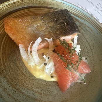 In Bloom - Salmon and citrus with crispy skin - New American Near Me - Paso Robles, California In Bloom - Salmon and citrus with crispy skin - New American Near Me - Paso Robles, California
