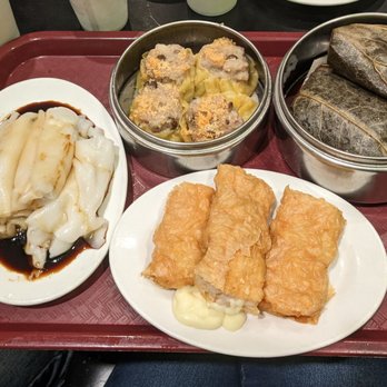 Best BBQ - Various dim sum: plain cheong fun, shumai, sticky rice, and stuffed tofu skin (?). - Barbeque Near Me - Chamblee, Georgia