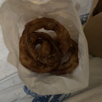 Smashed AF - Homemade, sweet onions, onion rings. I had eaten a few before this was taken. - Burgers Near Me - Burbank, California Smashed AF - Homemade, sweet onions, onion rings. I had eaten a few before this was taken. - Burgers Near Me - Burbank, California