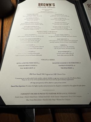 Menu photo 2 Brown's Beach House Kohala Coast, HI