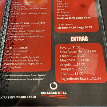 Culiacan Roll - Menu- Baked Rolls, Drinks and extras - Sushi Bars Near Me - Norwalk, California