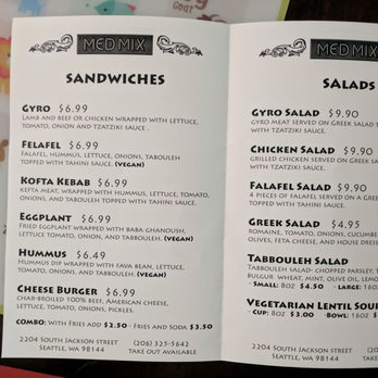 Med Mix - Menu page 2/3 (Jan 2018) - Mediterranean Near Me - Seattle, Washington