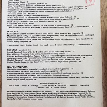 Grana - menu for lunch - Italian Near Me - Chico, California