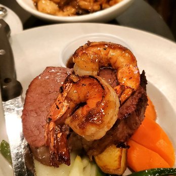 Vanessa's Bistro - Surf and Turf.  8oz Filet Mignon with tasty Prawns. - Vietnamese Near Me - Berkeley, California