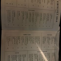 Vinvalvet 1644 - Menu