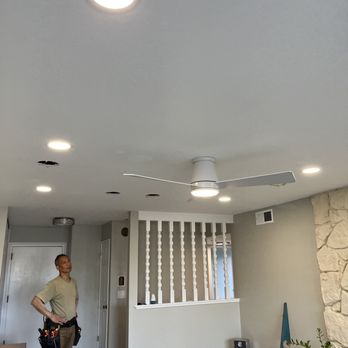 Blue Line Electric - Dave and I admiring my new recessed lights and ceiling fan. - Electricians Near Me - San Leandro, California Blue Line Electric - Dave and I admiring my new recessed lights and ceiling fan. - Electricians Near Me - San Leandro, California