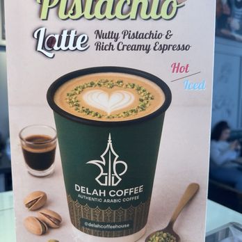 Delah Coffee - Pistachio latte. SO GOOOD - you can ask to adjust the sugar level if you want it less sweet - Coffee & Tea Near Me - San Francisco, California Delah Coffee - Pistachio latte. SO GOOOD - you can ask to adjust the sugar level if you want it less sweet - Coffee & Tea Near Me - San Francisco, California