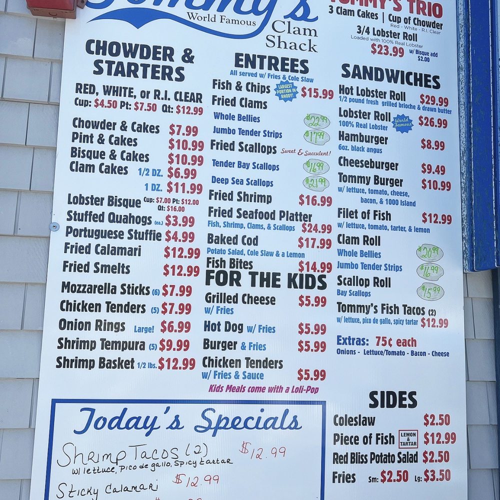 Tommy's Clam Shack - Early Spring Menu - Seafood Near Me - Warwick, Rhode Island Tommy's Clam Shack - Early Spring Menu - Seafood Near Me - Warwick, Rhode Island