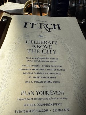 Menu photo 2 Perch Los Angeles, CA