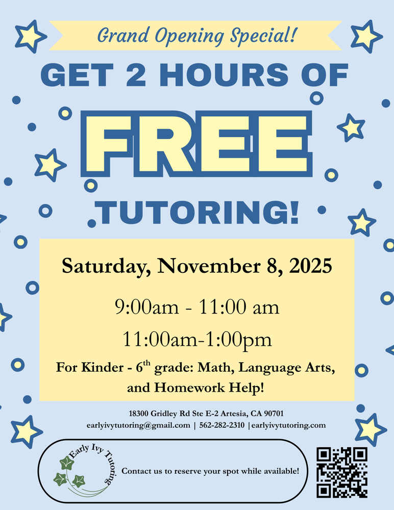 Early Ivy Tutoring - reading tutor in Artesia, CA