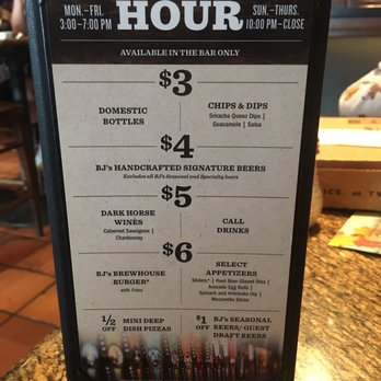 BJ's Restaurant & Brewhouse - Happy hour menu, please like - Pizza Near Me - La Mesa, California