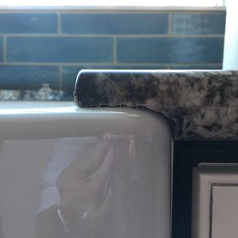 GVS Design Build - Roughly cut and unpolished cutout around farm sink apron. - General Contractors Near Me GVS Design Build - Roughly cut and unpolished cutout around farm sink apron. - General Contractors Near Me