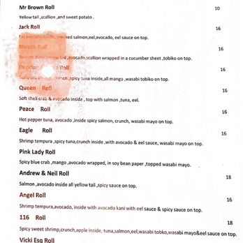 Fuji Japanese Restaurant - Special roll menu. Ignore the orange spot, I had to change the filters so that the menu would show up clearer. - Japanese Near Me - Haddonfield, New Jersey Fuji Japanese Restaurant - Special roll menu. Ignore the orange spot, I had to change the filters so that the menu would show up clearer. - Japanese Near Me - Haddonfield, New Jersey
