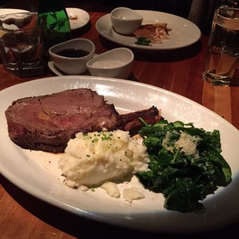 Houston's Restaurant - Houston's Prime Rib with Blanched & sautéed spinach and mashed potatoes! - American Near Me - Hackensack, New Jersey Houston's Restaurant - Houston's Prime Rib with Blanched & sautéed spinach and mashed potatoes! - American Near Me - Hackensack, New Jersey