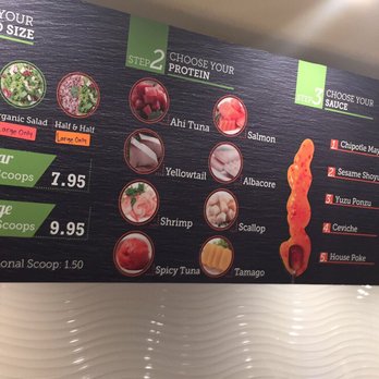 Poke n Salad - The ordering line menu board. - Poke Near Me - Temecula, California