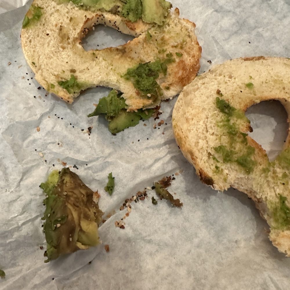 Bagel Bin - Everything Bagel with avocado. Looks like it's missing the everything. - Bagels Near Me - Sonora, California Bagel Bin - Everything Bagel with avocado. Looks like it's missing the everything. - Bagels Near Me - Sonora, California