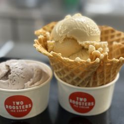 Two Roosters Ice Cream - Blackberry Hibiscus and Coffee Bourbon ice cream