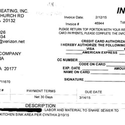 F & L Plumbing & Heating - $392 for snaking a drain and replacing two p traps.