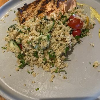 Whiskey Cake - Salmon & roasted tomato tabbouleh - New American Near Me - San Antonio, Texas Whiskey Cake - Salmon & roasted tomato tabbouleh - New American Near Me - San Antonio, Texas
