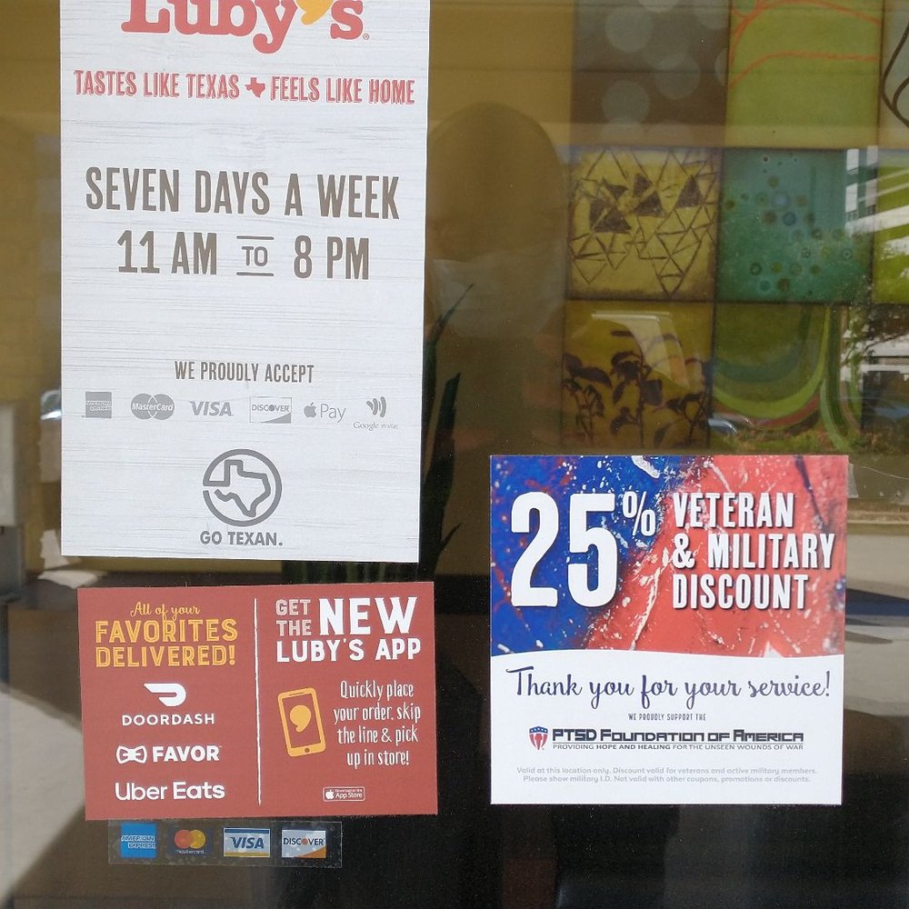 Luby's - Thanks for offering military discount. - American Near Me - Houston, Texas Luby's - Thanks for offering military discount. - American Near Me - Houston, Texas