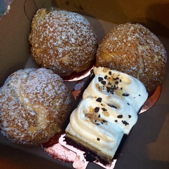 Bibble & Sip - Earl grey tea cream puffs with black sesame cake - Coffee & Tea Near Me - New York, New York Bibble & Sip - Earl grey tea cream puffs with black sesame cake - Coffee & Tea Near Me - New York, New York