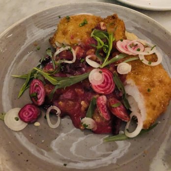 SRV Boston - Smoked Cod in Saor - beet, walnut, tarragon, onion ($13) - Italian Near Me - Boston, Massachusetts SRV Boston - Smoked Cod in Saor - beet, walnut, tarragon, onion ($13) - Italian Near Me - Boston, Massachusetts