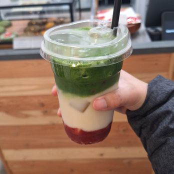 Mika’s Direction - iced strawberry matcha latte with oat milk - Coffee & Tea Near Me - New York, New York Mika’s Direction - iced strawberry matcha latte with oat milk - Coffee & Tea Near Me - New York, New York