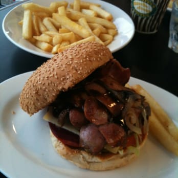 Fryhard takeaway - Steak burger with the works (sans egg). - Fish & Chips Near Me - Carseldine, QLD