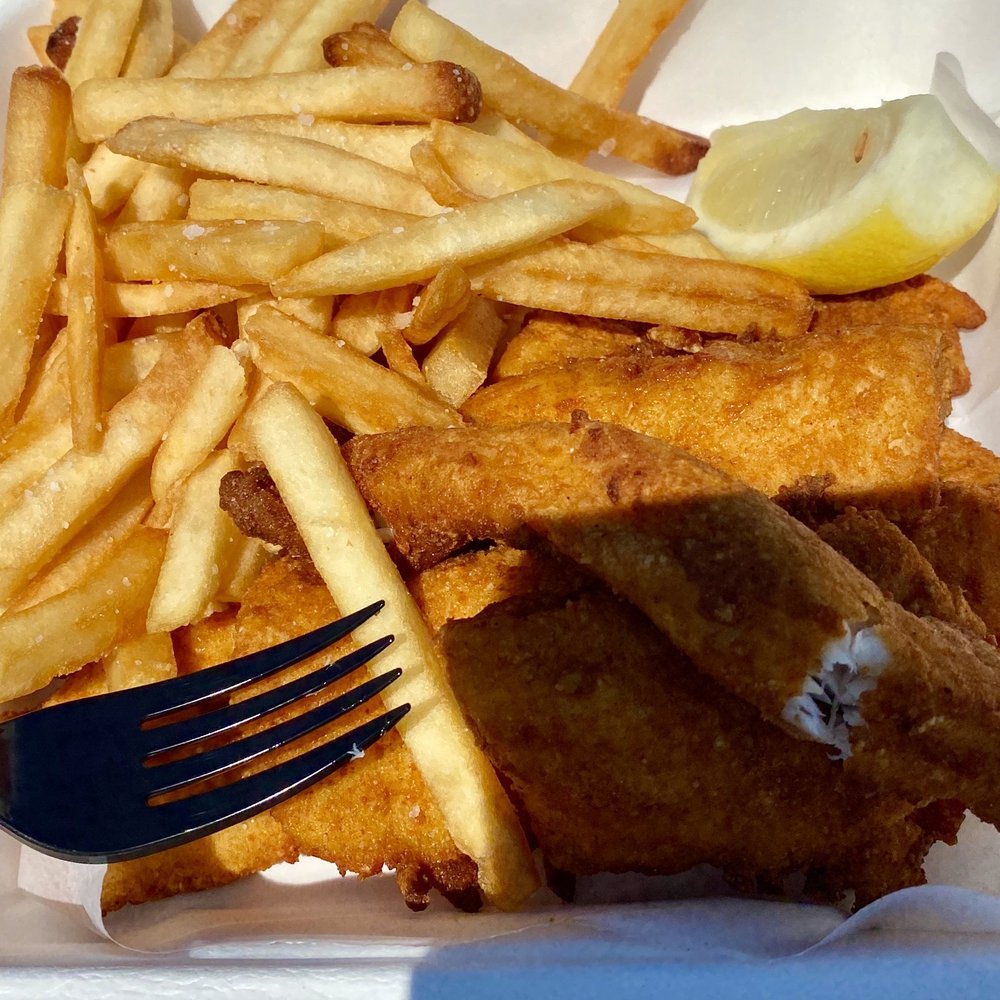 Fried whitefish and fries