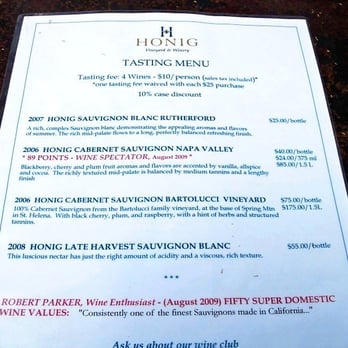 Honig Vineyard & Winery - Delicious Tasting Menu - Wine Tasting Room Near Me - Rutherford, California Honig Vineyard & Winery - Delicious Tasting Menu - Wine Tasting Room Near Me - Rutherford, California