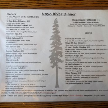 Noyo River Grill - Dinner menu at Noyo River Grill - American Near Me - Fort Bragg, California Noyo River Grill - Dinner menu at Noyo River Grill - American Near Me - Fort Bragg, California