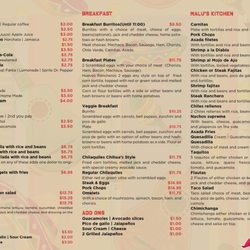 Malu’s Kitchen - Menu