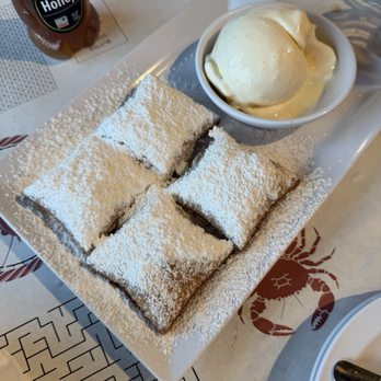 Crawfish Cafe - Beignets Scoop of Vanilla Ice Cream - Seafood Near Me - Cypress, Texas Crawfish Cafe - Beignets Scoop of Vanilla Ice Cream - Seafood Near Me - Cypress, Texas