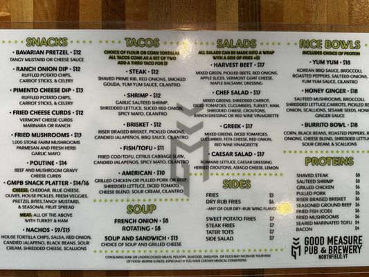 Menu photo 1 Good Measure Brewing Northfield, VT Menu photo 1 Good Measure Brewing Northfield, VT