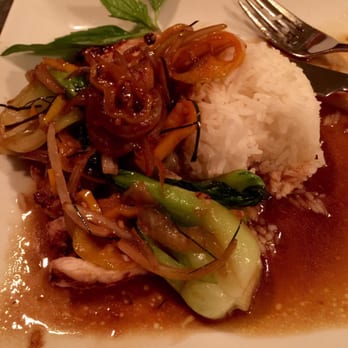 Bar Dojo - Lemongrass grilled chicken with Bik choy and jasmine rice. Could use less sauce. - Asian Fusion Near Me - Edmonds, Washington