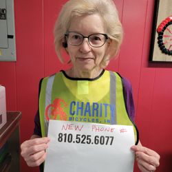 Charity Bicycles - New phone nbr for Charity Bicycles, Inc 810.525.6077