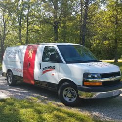 Red Carpet Cleaning - Red Carpet Cleaning's carpet cleaning van. It has a powerful, truck-mounted extractor that is powered by the engine of the van.