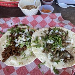 El Corral Tacos Y Guisados - Chorizo and steak tacos. The chorizo taco with a flour tortilla was the Best that I've ever had!