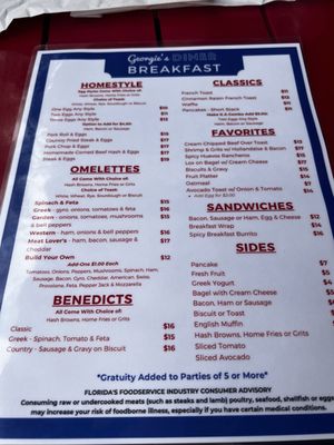 Menu photo 1 Georgie's Diner Saint Augustine, FL