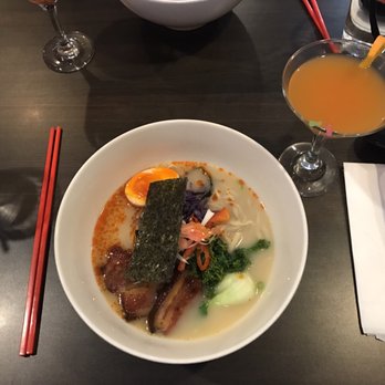 Reren Lamen & Bar - Signature Lamen with some spice and the Rooster cocktail - Ramen Near Me - Washington, DC, District of Columbia