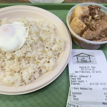 Kusina Ni Tess - $15.50 Pork Adobosilog - Savory pork stew paired with garlic fried rice and a perfectly fried egg {6/11/2026 - Filipino Near Me - San Francisco, California