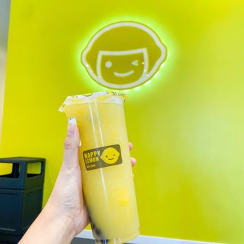 Happy Lemon - Mango Lemon Slush w/ Boba - Bubble Tea Near Me - Fort Worth, Texas