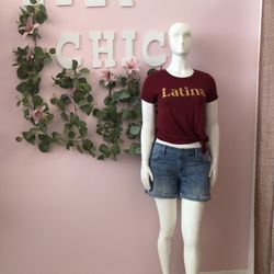 Lily Chic Resale Boutique - $27 Outfit, including shoes . New Latina T-shirt $12, gently used Levi's shorts $10 and $5 sandals.
