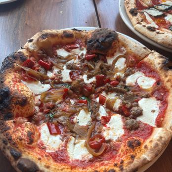 Ken's Artisan Pizza - Fennel Sausage & Onions with Calabrian chiles.  Good flavor but a little wet/heavy - Salad Near Me - Bend, Oregon