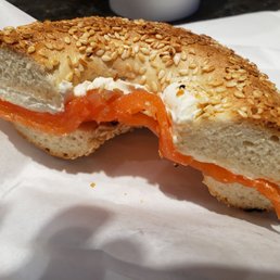 Bagel with cream cheese and smoked salmon Bagel with cream cheese and smoked salmon