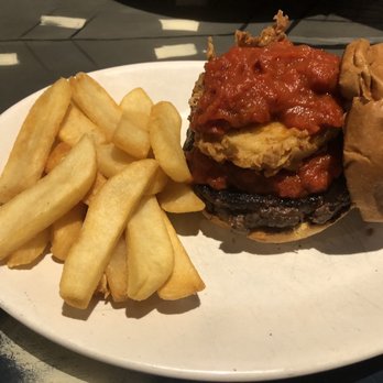 Lindburgers - Fried mozzarella cheeseburger with fries - Burgers Near Me - Jupiter, Florida