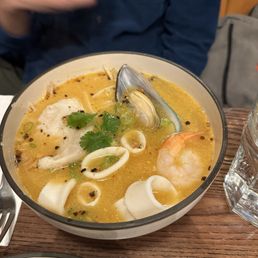 Creamy Coconut Milk Seafood Tom Yum Noodle Soup