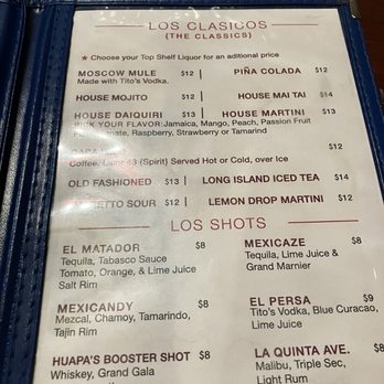 Huapangos - Part of the drink menu, not online. It is five pages and I only took pictures of two - Mexican Near Me - San Diego, California