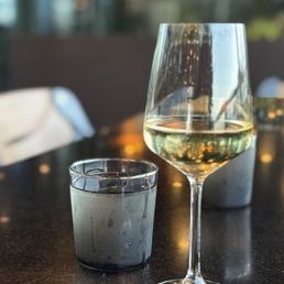 Glass of white wine from France